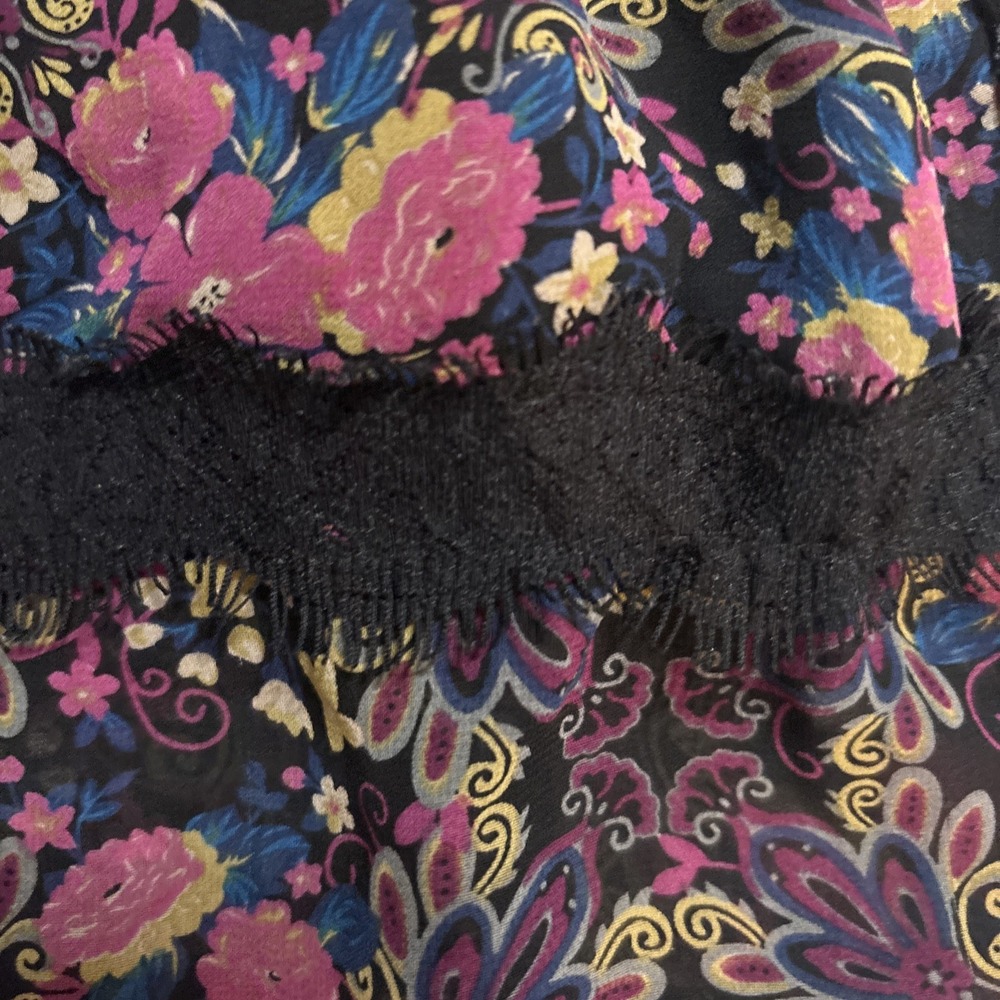 Black Floral Long Sleeve Dress Smocked Babydoll Peasant Whimsygoth women’s Sz S - Picture 5 of 7
